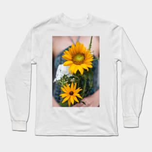 Happy Yellow Sunflower Bouquet Long Sleeve T-Shirt
